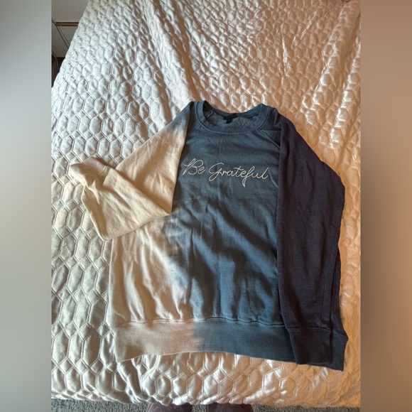 Torrid Blue and Cream Ombre Crew Neck Sweater - Picture 4 of 6